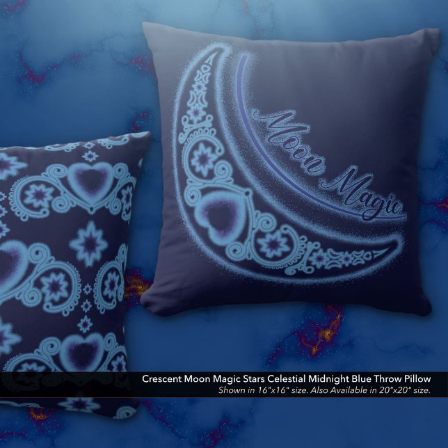 Crescent Moon Magic Stars Celestial Midnight Blue Kissen (Crescent Moon Magic Stars Celestial Midnight Blue Throw Pillow)