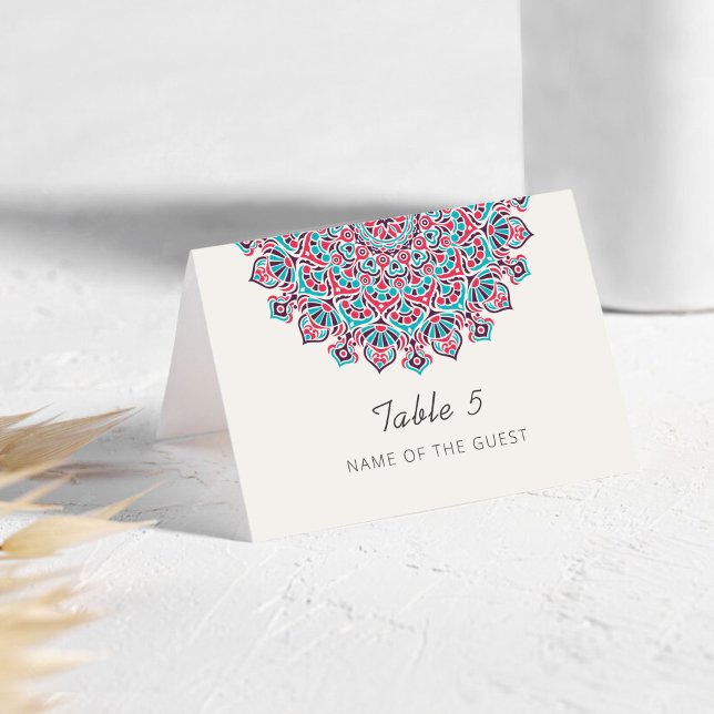 Crescent Moon Mandala Wedding Place Card Tischnummer (Von Creator hochgeladen)