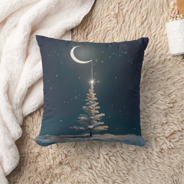 Crescent Moon mit einem Weihnachtsstern Kissen (Decke)