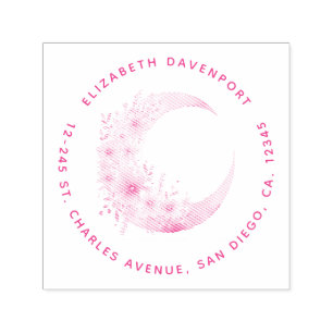 Crescent Moon mit Hübscher Blume Permastempel