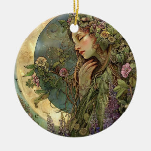 Crescent Moon Ostara Keramik Ornament