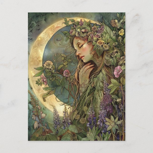 Crescent Moon Ostara Postcard Postkarte (Vorderseite)