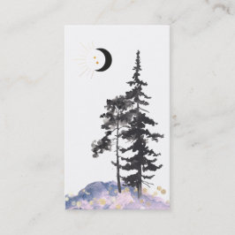 *~* Crescent Moon Pine Trees Gold Stars Glitzer Visitenkarte