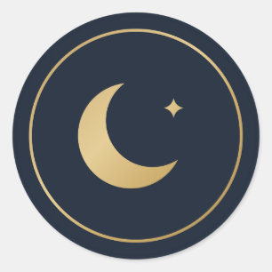 Crescent Moon Ramadan Eid Navy Gold Aufkleber