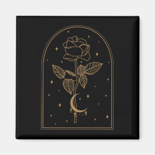 Crescent Moon Rose Occult Witchcraft Magnet