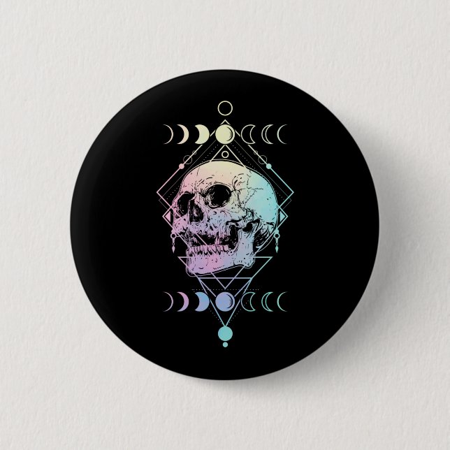 Crescent Moon Skull Occult Hexerei Pastel Goth Button (Vorderseite)