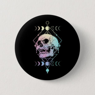 Crescent Moon Skull Occult Hexerei Pastel Goth Button