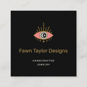 Crescent Moon Star Third Eye Logo Business Card Quadratische Visitenkarte