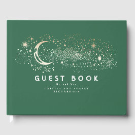 Crescent Moon Starry Night Celestial Wedding Gästebuch