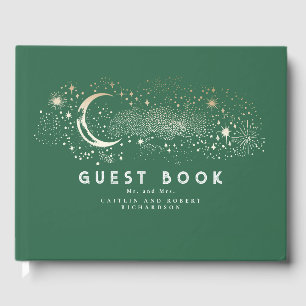 Crescent Moon Starry Night Celestial Wedding Gästebuch