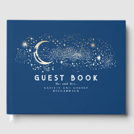 Crescent Moon Starry Night Celestial Wedding Gästebuch