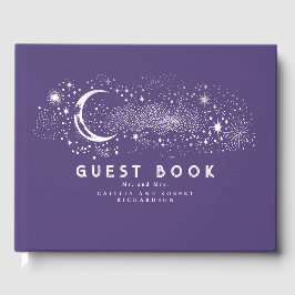 Crescent Moon Starry Night Celestial Wedding Gästebuch