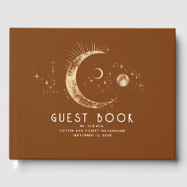 Crescent Moon Starry Night Celestial Wedding Gästebuch