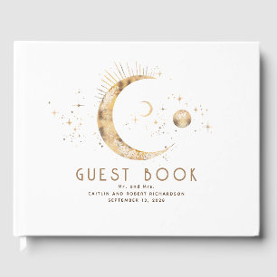 Crescent Moon Starry Night Celestial Wedding Gästebuch