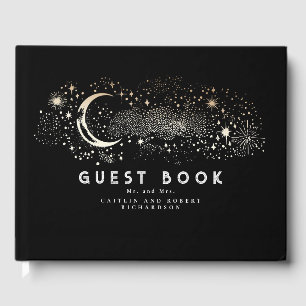 Crescent Moon Starry Night Celestial Wedding Gästebuch