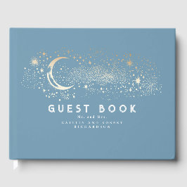 Crescent Moon Starry Night Celestial Wedding Gästebuch