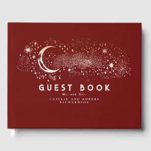 Crescent Moon Starry Night Celestial Wedding Gästebuch