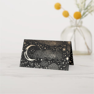 Crescent Moon Starry Night Celestial Wedding Platzkarte