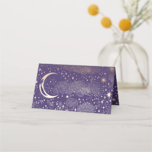 Crescent Moon Starry Night Celestial Wedding Platzkarte