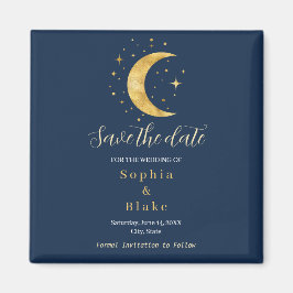 Crescent Moon Starry Night Navy Save the Date Magnet