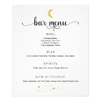Crescent Moon Starry Night Wedding Bar Menu Poster
