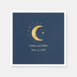 Crescent Moon Starry Night Wedding Serviette