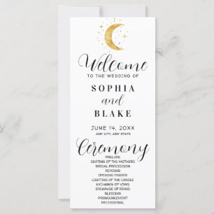Crescent Moon Starry Night White Wedding Programm