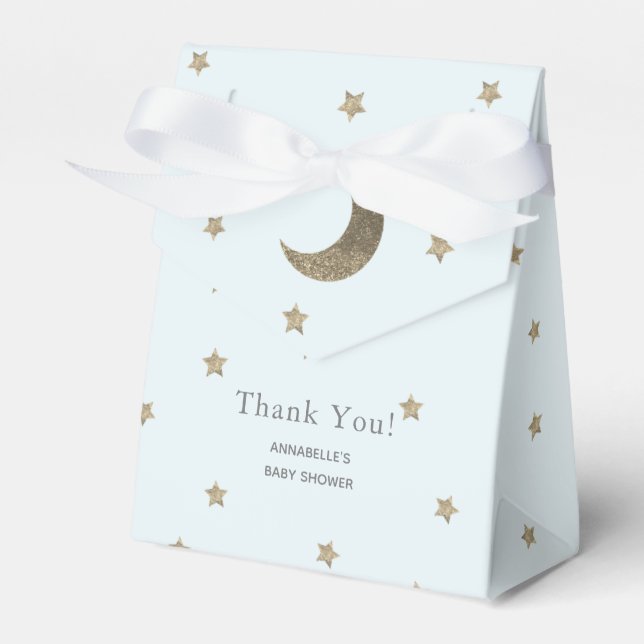 Crescent Moon & Stars Blue Baby Dusche Geschenkbox Geschenkschachtel (Vorderseite)