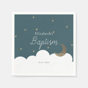 Crescent Moon & Stars Navy Blue Taufe Napkins Serviette