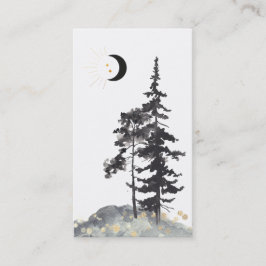*~* Crescent Moon Trees Black Gold Stars Glitzer Visitenkarte