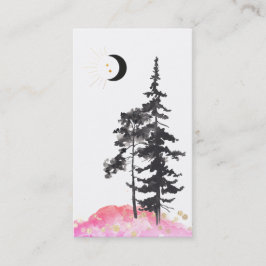*~* Crescent Moon Trees Gold Stars Glitzer Rosa Visitenkarte