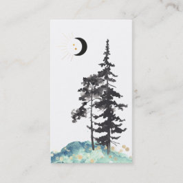 *~* Crescent Moon Trees Pine Gold Stars Glitzer Visitenkarte