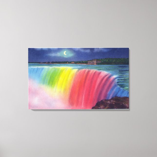 Crescent Moon über beleuchtetes Hufeisen Leinwanddruck (Vorderseite)