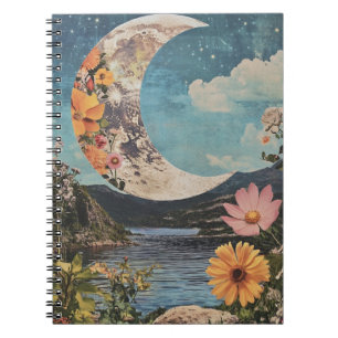 Crescent Moon über serene Landschaft Notizblock