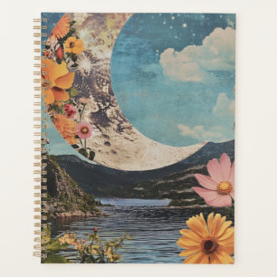 Crescent Moon über serene Landschaft Planer