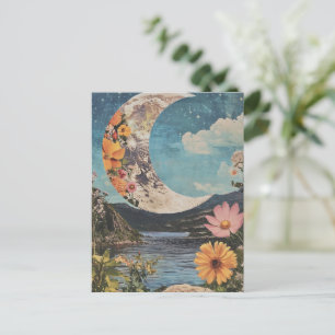 Crescent Moon über serene Landschaft Postkarte