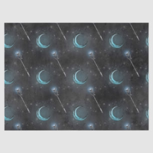 Crescent Moon und das Personal auf schwarz Decoupa Seidenpapier