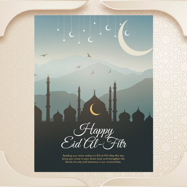 Crescent Moon und Moschee Eid al-Fitr Postkarte (Von Creator hochgeladen)
