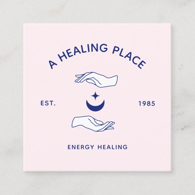 Crescent Moon und Star Hands Energy Worker Quadratische Visitenkarte (Vorderseite)