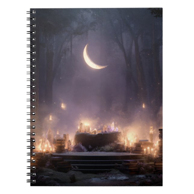 Crescent Moon verzaubertes Altar-Notebook Notizblock (Vorderseite)