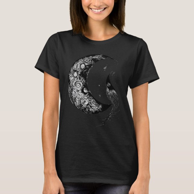 Crescent Moon Witch Aesthetic Astrology Gothic T-Shirt (Vorderseite)