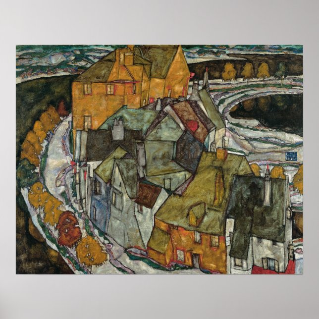 Crescent of Houses II, Island Town by Egon Schiele Poster (Vorne)