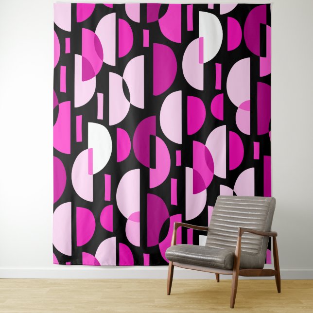 Crescent Pattern 010921 - Magenta Pink Wandteppich (Beispiel)