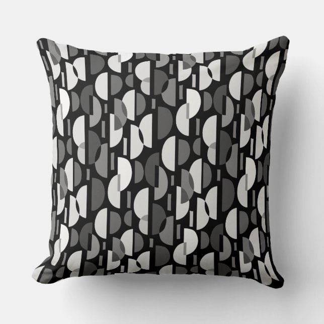 Crescent Pattern 010921 - Monochrome Kissen (Vorderseite)