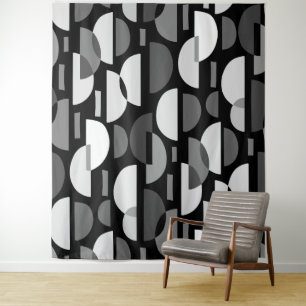Crescent Pattern 010921 - Monochrome Wandteppich