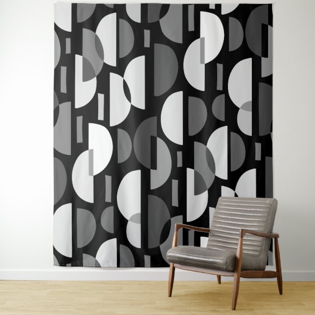 Crescent Pattern 010921 - Monochrome Wandteppich (Beispiel)