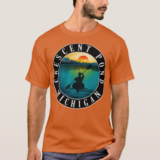 Crescent Pond Kayaking Michigan Sunset T-Shirt