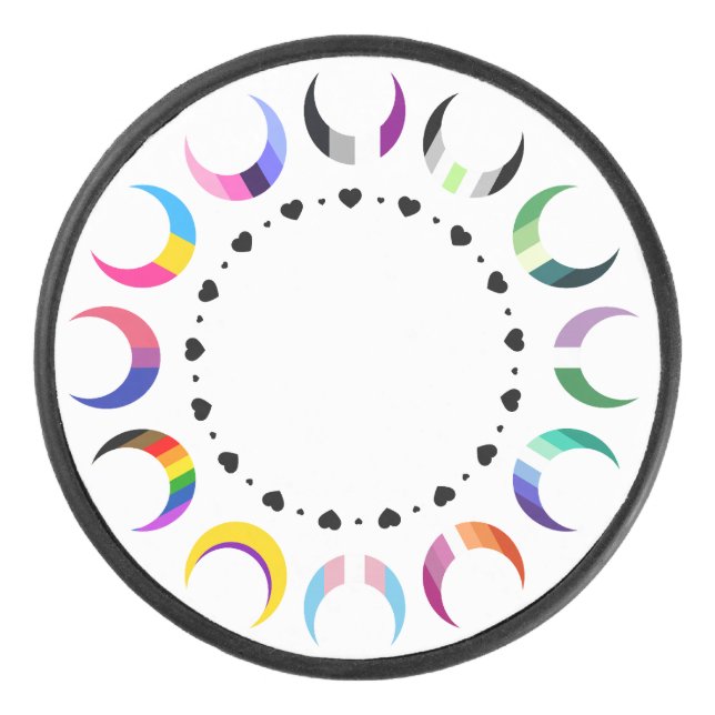 Crescent Pride Moons & Black Hearts Eishockey Puck (Vorderseite)