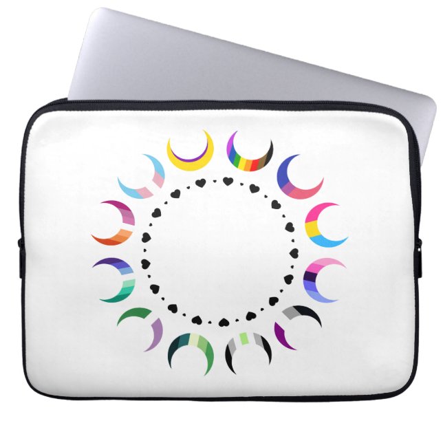 Crescent Pride Moons & Herz Ring Laptopschutzhülle (Vorderseite)