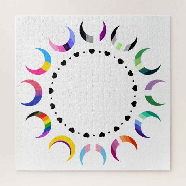 Crescent Pride Moons & Herz Ring Puzzle (Vertikal)